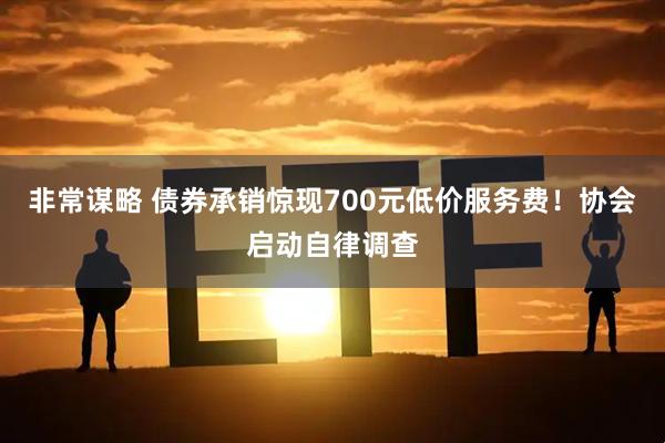 非常谋略 债券承销惊现700元低价服务费！协会启动自律调查