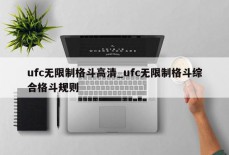 ufc无限制格斗高清_ufc无限制格斗综合格斗规则